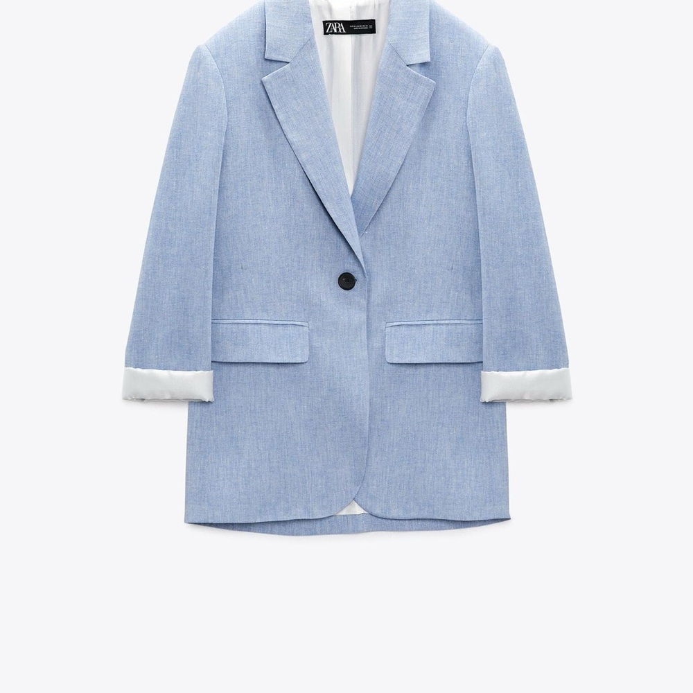 Zara Blue Tailored Blazer with Notched Lapels